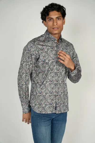 Luchiano Visconti Star Burst Shirt Signature Collection In Grey