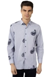 Luchiano Visconti Blue And White Stripe Paisley Shirt In Blue