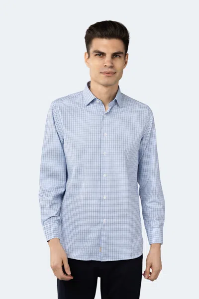 Luchiano Visconti White, Blue And Navy Plaid Jacquard Shirt