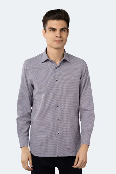 Luchiano Visconti White, Navy And Red Houndstooth Jacquard Shirt In Purple