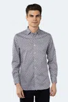 Luchiano Visconti White With Navy Floral Shirt In Grey