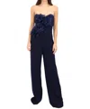 Lucian Matis Floral Spray Strapless Jumpsuit In Navy In Blue