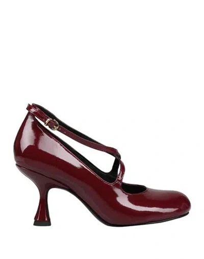 Luciano Barachini Elite Woman Pumps Burgundy Size 7 Leather In Red