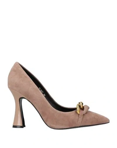 Luciano Barachini Elite Woman Pumps Light Brown Size 8 Leather In Multi