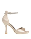 Luciano Barachini Elite Woman Sandals Beige Size 9 Textile Fibers