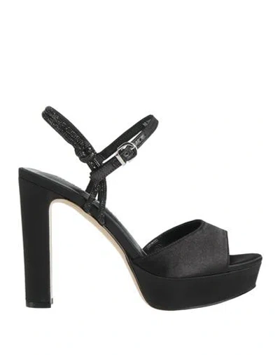Luciano Barachini Elite Woman Sandals Black Size 8 Textile Fibers