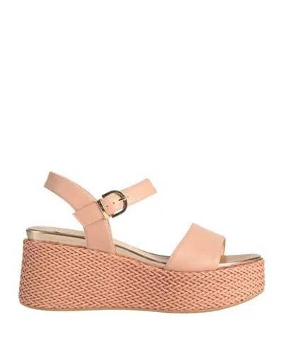 Luciano Barachini Elite Woman Sandals Blush Size 10 Leather In Pink