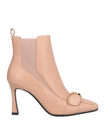Luciano Barachini Woman Ankle Boots Blush Size 10 Leather In Pink