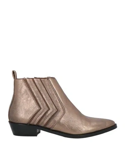 Luciano Barachini Woman Ankle Boots Bronze Size 6 Leather In Yellow