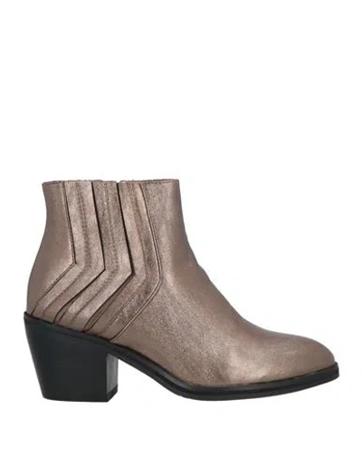 Luciano Barachini Woman Ankle Boots Bronze Size 8 Textile Fibers In Yellow