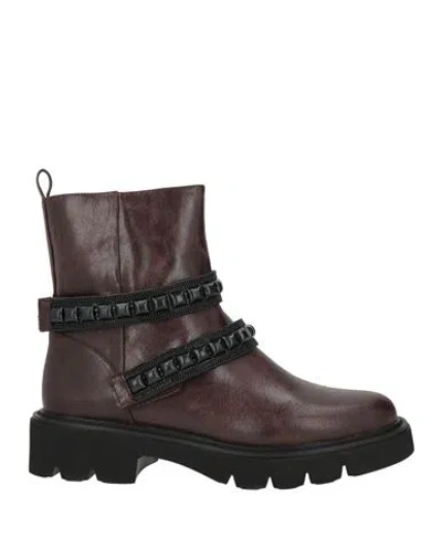 Luciano Barachini Woman Ankle Boots Dark Brown Size 11 Synthetic Material