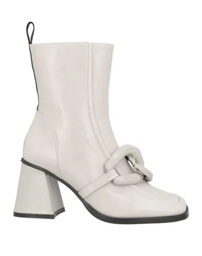 Luciano Barachini Woman Ankle Boots Light Grey Size 5 Soft Leather In White
