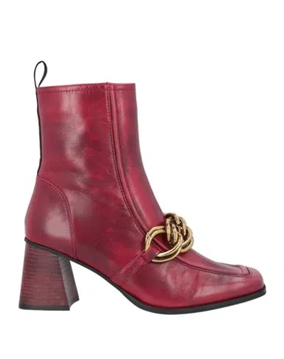 Luciano Barachini Woman Ankle Boots Red Size 5 Calfskin