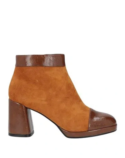 Luciano Barachini Woman Ankle Boots Tan Size 7 Leather In Brown