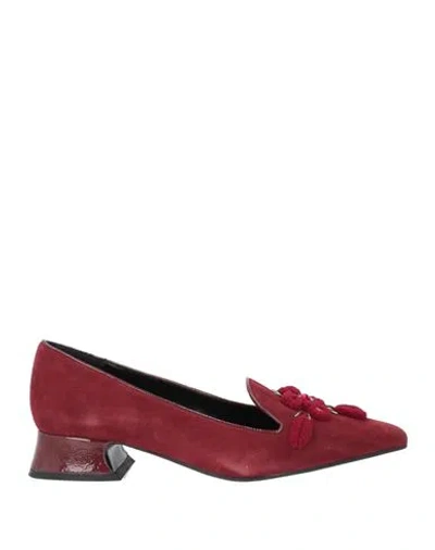 Luciano Barachini Woman Loafers Burgundy Size 7 Leather In Red