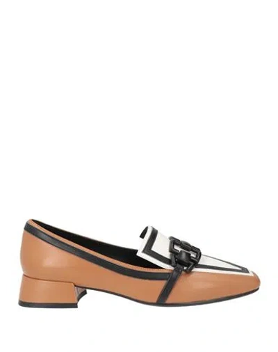 Luciano Barachini Woman Loafers Camel Size 7 Leather In Brown