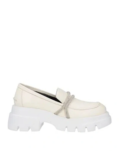 Luciano Barachini Woman Loafers Off White Size 7 Leather