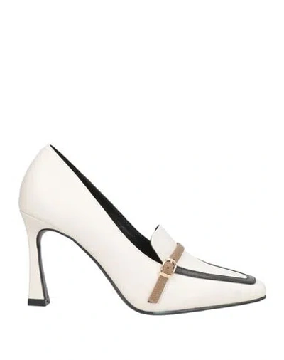 Luciano Barachini Woman Loafers Off White Size 8 Textile Fibers