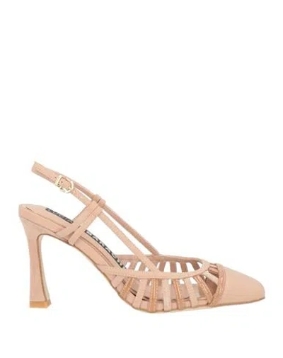 Luciano Barachini Woman Pumps Beige Size 8 Leather In Brown
