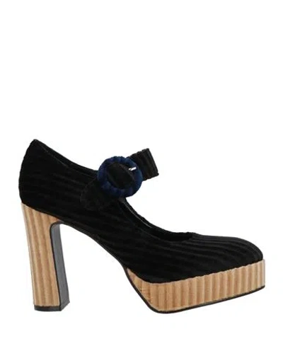 Luciano Barachini Woman Pumps Black Size 8 Textile Fibers
