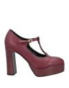 Luciano Barachini Woman Pumps Burgundy Size 8 Leather