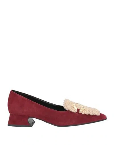 Luciano Barachini Woman Pumps Burgundy Size 9 Leather In Red