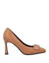 Luciano Barachini Woman Pumps Camel Size 8 Leather In Brown