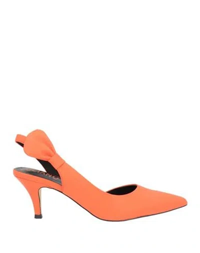 Luciano Barachini Woman Pumps Coral Size 8 Leather In Red