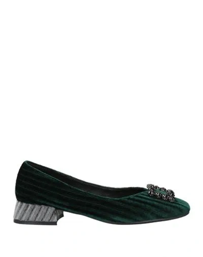 Luciano Barachini Woman Pumps Deep Teal Size 7 Textile Fibers In Green