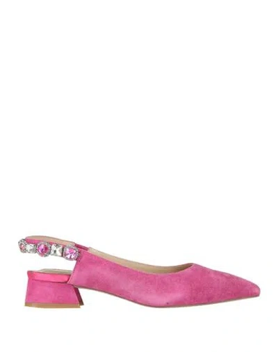 Luciano Barachini Woman Pumps Fuchsia Size 7 Leather In Pink