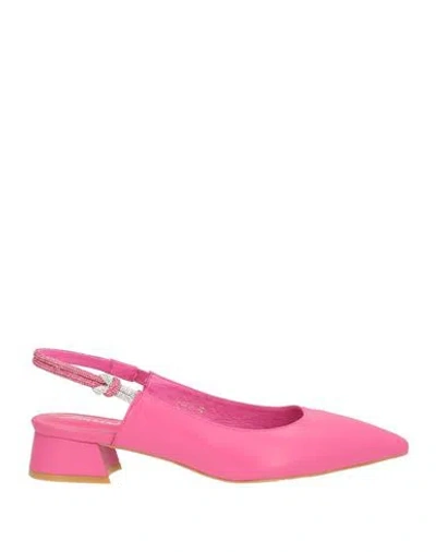 Luciano Barachini Woman Pumps Fuchsia Size 9 Leather In Pink
