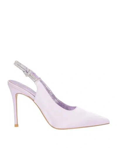 Luciano Barachini Woman Pumps Lilac Size 9 Textile Fibers In Purple