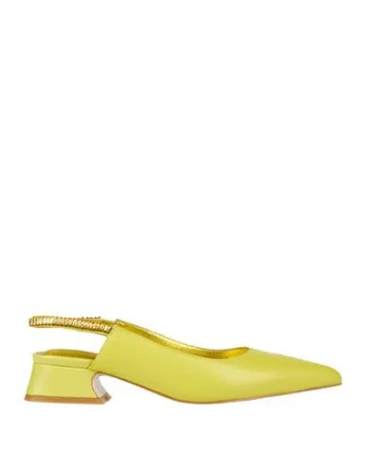 Luciano Barachini Woman Pumps Lime Green Size 8 Synthetic Fibers In Yellow