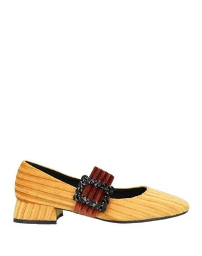 Luciano Barachini Woman Pumps Marigold Size 7 Textile Fibers In Yellow