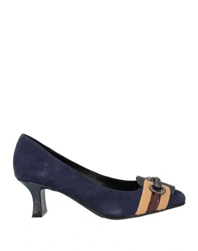 Luciano Barachini Woman Pumps Navy Size 7 Leather In Blue