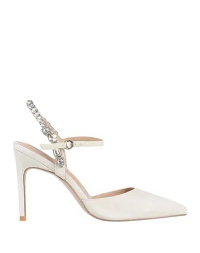 Luciano Barachini Woman Pumps Off White Size 10 Leather In Neutral