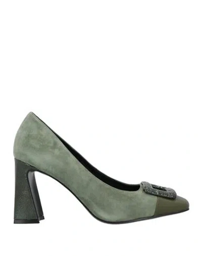 Luciano Barachini Woman Pumps Sage Green Size 6 Leather