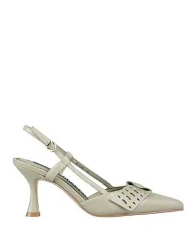 Luciano Barachini Woman Pumps Sage Green Size 8 Leather