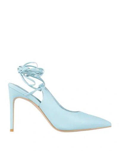 Luciano Barachini Woman Pumps Sky Blue Size 9 Soft Leather