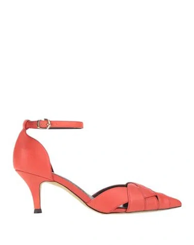Luciano Barachini Woman Pumps Tomato Red Size 5 Soft Leather