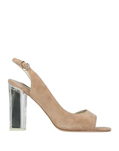 Luciano Barachini Woman Sandals Beige Size 8 Leather In Brown
