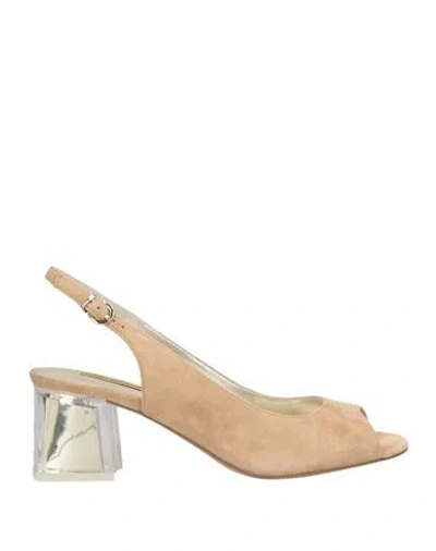 Luciano Barachini Woman Sandals Beige Size 8 Leather In Neutral