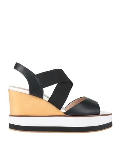 Luciano Barachini Woman Sandals Black Size 7 Soft Leather In Multi