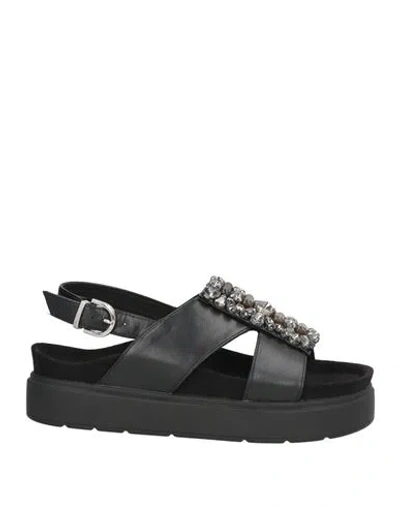 Luciano Barachini Woman Sandals Black Size 7 Synthetisches Material