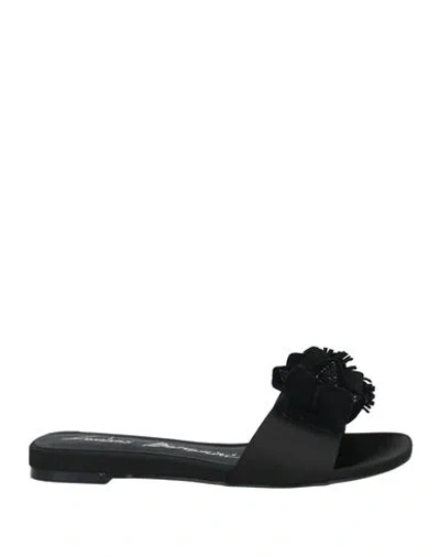 Luciano Barachini Woman Sandals Black Size 7 Textile Fibers