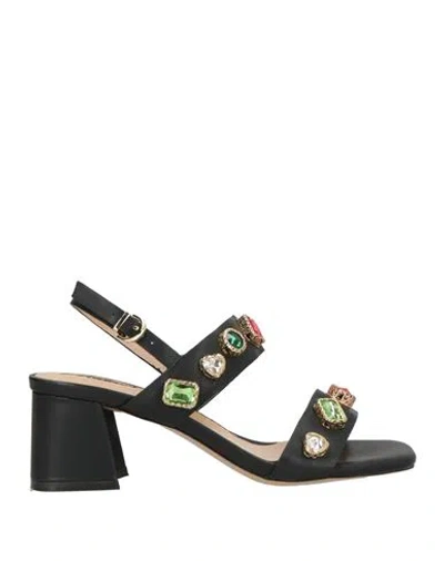 Luciano Barachini Woman Sandals Black Size 8 Leather