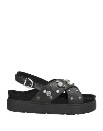 Luciano Barachini Woman Sandals Black Size 8 Synthetisches Material