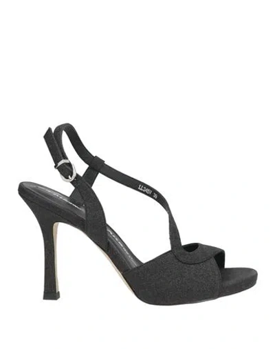 Luciano Barachini Woman Sandals Black Size 9 Textile Fibers In Multi