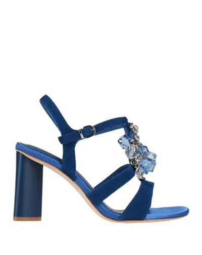 Luciano Barachini Woman Sandals Blue Size 8 Leather