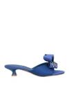 Luciano Barachini Woman Sandals Blue Size 8 Textile Fibers In Blue